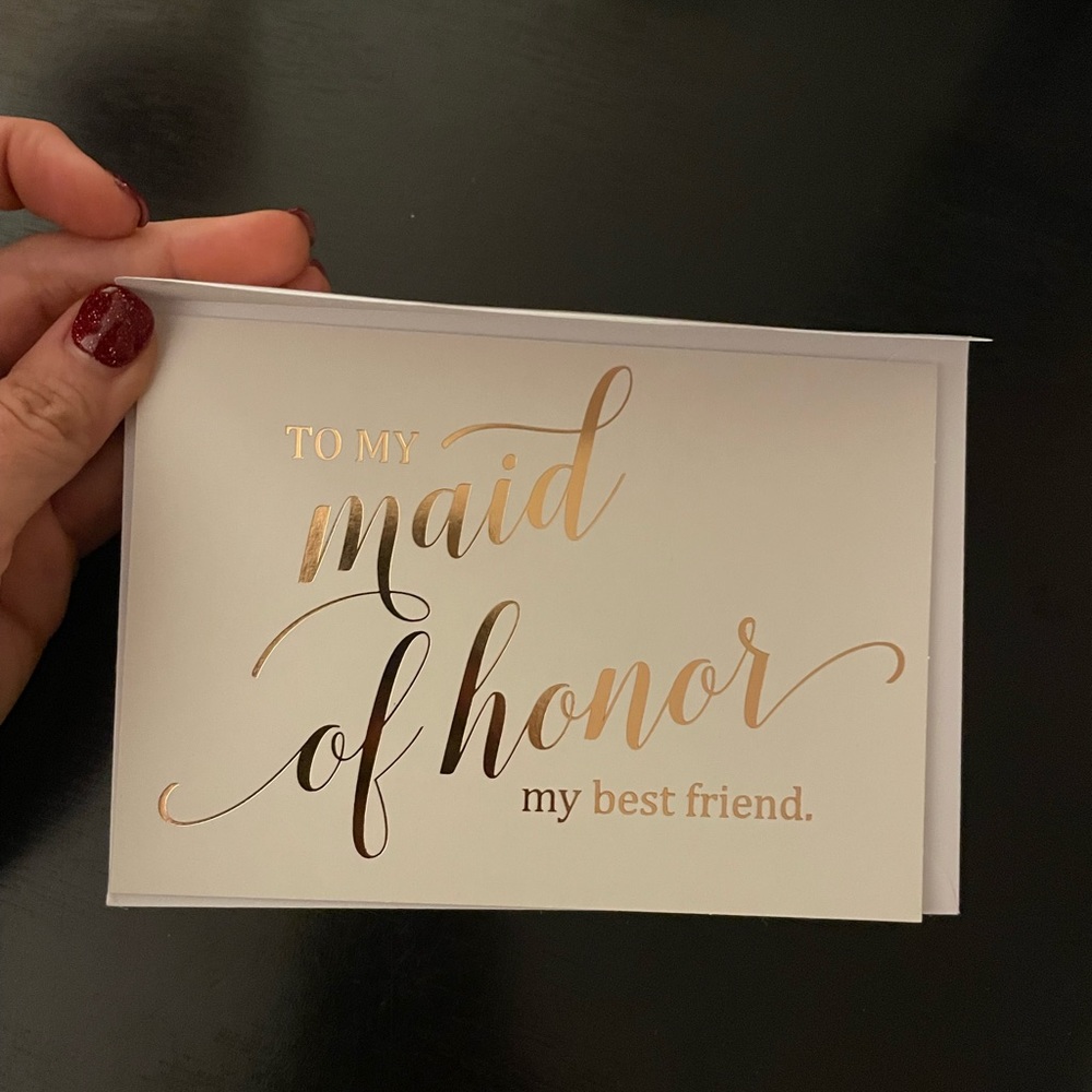Maid of honor never used card size 4 by 6 ish